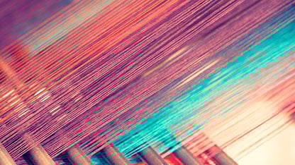 Closeup of colorful fabric threads
