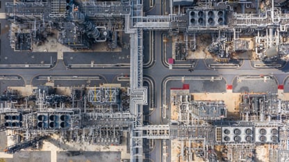 aerial view of refinery