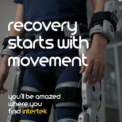 A man wearing a movement assist brace on his arms and legs